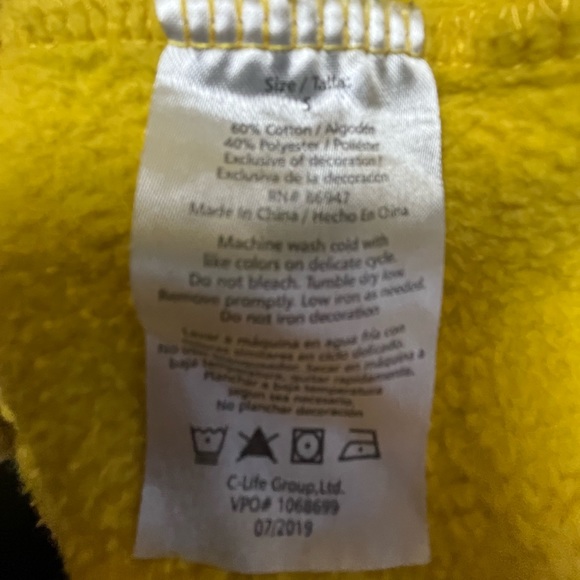 PAC-MAN EMBELLISHED LOGO NAMCO BANDAI ARCADE GAME GOLD HOODIE SIZE S PREOWNED - Picture 5 of 6